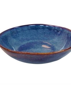 Plato Hondo Cerámica 18 cm Azul borde café