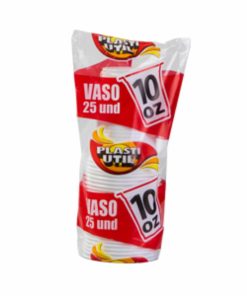Vaso Blanco 10 Onzas PLASTIUTIL 25 Unidades