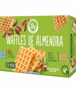 Wafles Congelados De Almendra Vegetarianos Sin Gluten Sin Azúcar LIV NUTRICIÓN 340 G